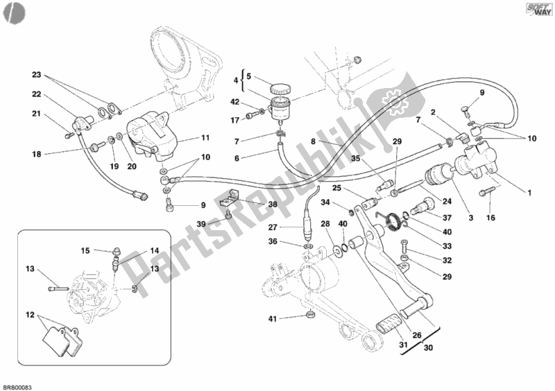 Todas las partes para Sistema De Freno Trasero de Ducati Monster S4R USA 996 2005